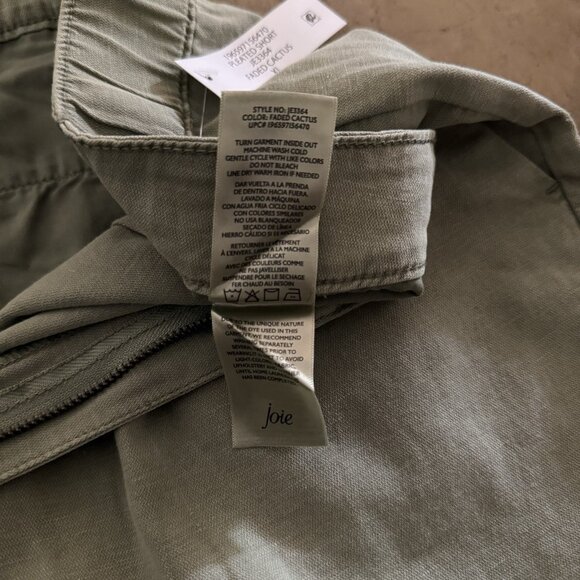 Joie Women’s Pleated Shorts Faded Cactus Green Sz XL NWT MSRP $158 Cotton Linen - Picture 10 of 11